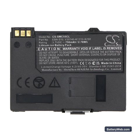 Siemens Gigaset SL1 Replacement Battery, 3.7V, 750mAh, Li-ion 5