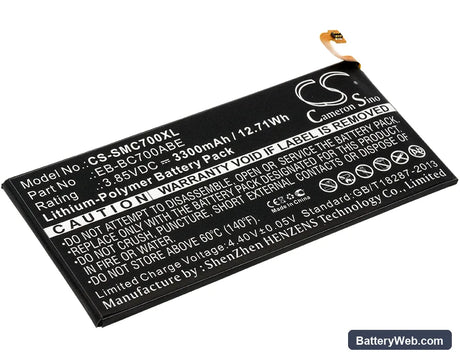 Samsung Galaxy C7 Replacement Battery, 3.85V, 3300mAh, Li-Polymer 1
