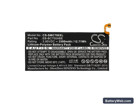 Samsung Galaxy C7 Replacement Battery, 3.85V, 3300mAh, Li-Polymer 5
