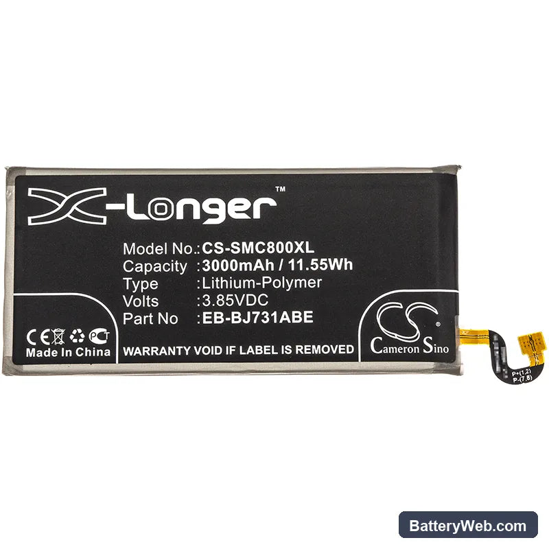 Samsung Galaxy C8 Duos Replacement Battery, 3.85V, 3000mAh, Li-Polymer 3
