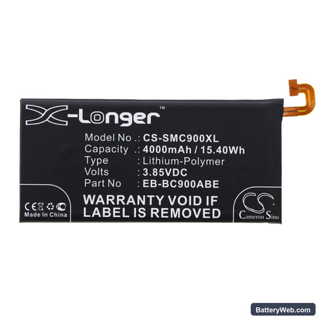 Samsung Galaxy C9 Pro Replacement Battery, 3.85V, 4000mAh, Li-Polymer 3
