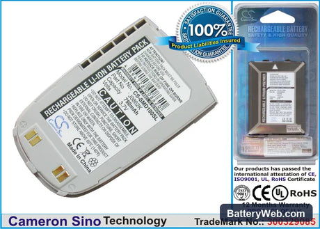Samsung SGH-D100 Replacement Battery, 3.7V, 750mAh, Li-ion 1
