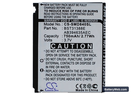 Samsung SGH-D848 Replacement Battery, 3.7V, 750mAh, Li-ion 5