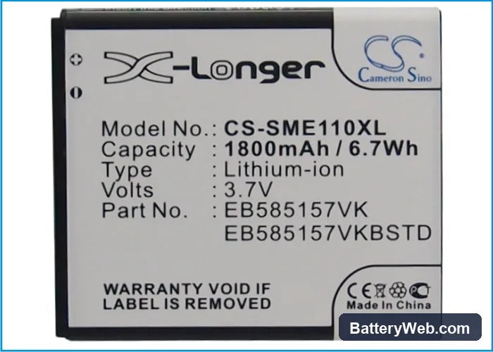 Samsung SHV-E120S Replacement Battery, 3.7V, 1800mAh, Li-ion 5