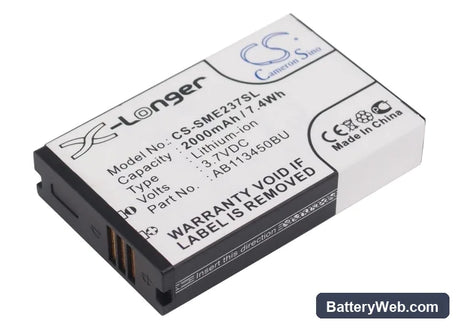 Samsung GT-E2370 Replacement Battery, 3.7V, 2000mAh, Li-ion 1