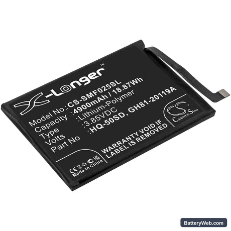Samsung Galaxy A02s Replacement Battery, 3.85V, 4900mAh, Li-Polymer 1