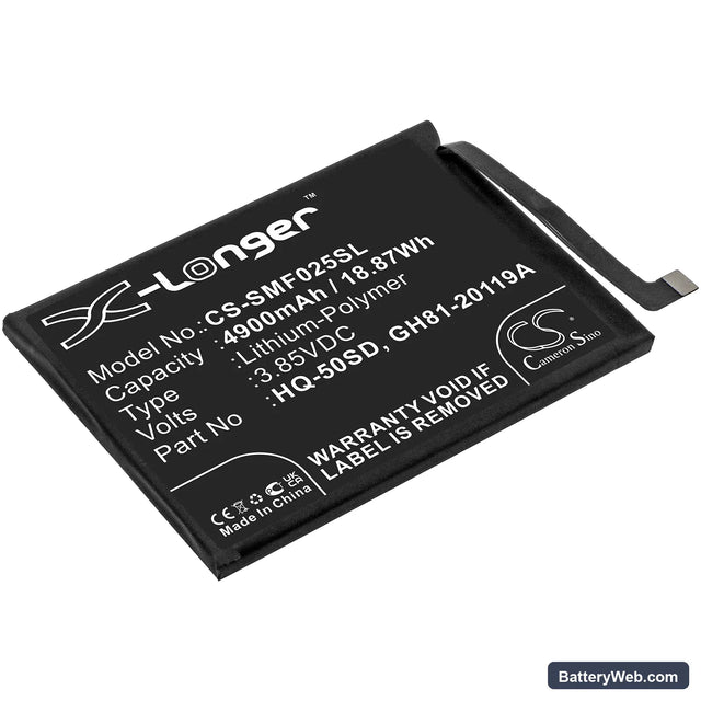 Samsung Galaxy A02s Replacement Battery, 3.85V, 4900mAh, Li-Polymer 1