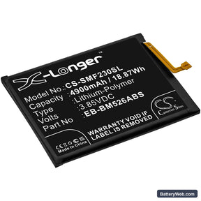 Samsung Galaxy M23 5G Replacement Battery, 3.85V, 4900mAh, Li-Polymer 1