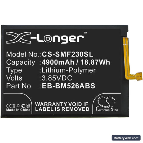 Samsung Galaxy M23 5G Replacement Battery, 3.85V, 4900mAh, Li-Polymer 3