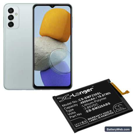 Samsung Galaxy M23 5G Replacement Battery, 3.85V, 4900mAh, Li-Polymer 5