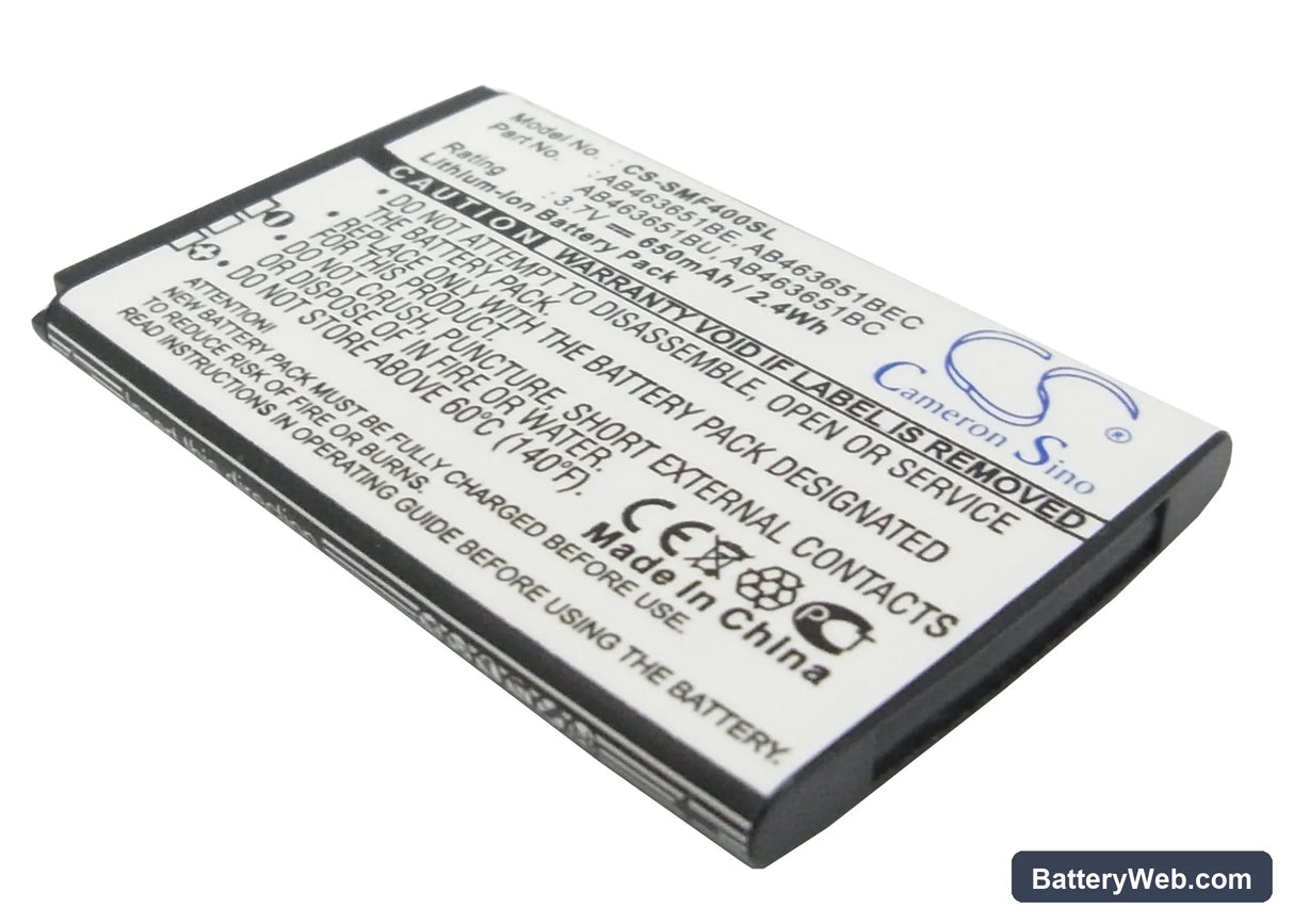 Samsung SGH-F400 Replacement Battery, 3.7V, 650mAh, Li-ion 1