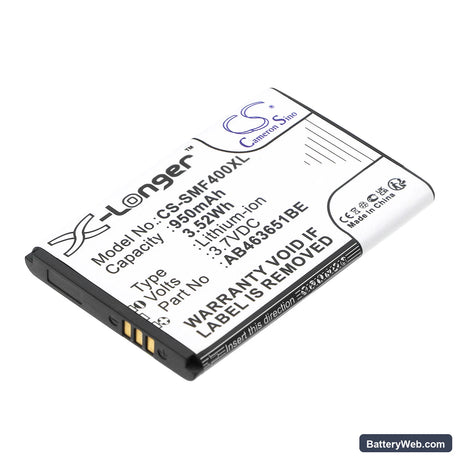 Samsung SGH-F400 Replacement Battery, 3.7V, 950mAh, Li-ion 1
