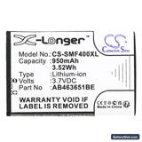 Samsung SGH-F400 Replacement Battery, 3.7V, 950mAh, Li-ion 3