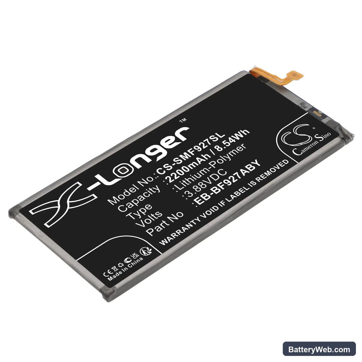 Samsung Galaxy Z Fold3 Replacement Battery, 3.88V, 2200mAh, Li-Polymer 1