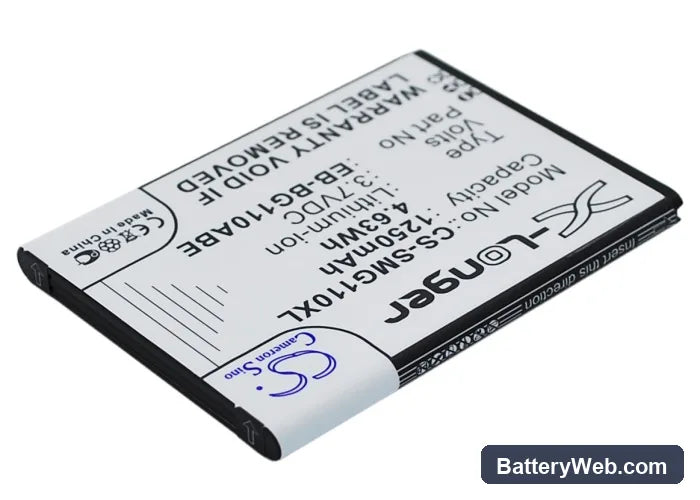 Samsung SM-G110 Replacement Battery, 3.7V, 1250mAh, Li-ion 2