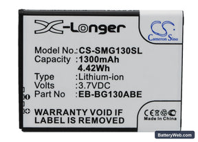 Samsung SM-G130 Replacement Battery, 3.7V, 1300mAh, Li-ion 1