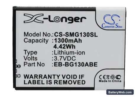 Samsung SM-G130 Replacement Battery, 3.7V, 1300mAh, Li-ion 1