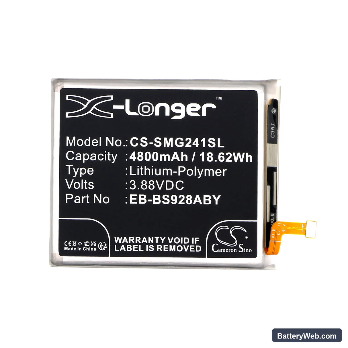 Samsung Galaxy S24 Ultra Replacement Battery, 3.88V, 4800mAh, Li-Polymer 3