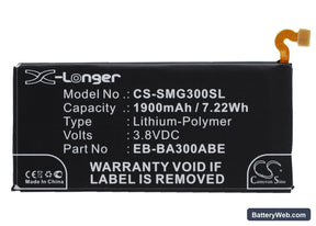 Samsung Galaxy A3 Replacement Battery, 3.8V, 1900mAh, Li-Polymer 1