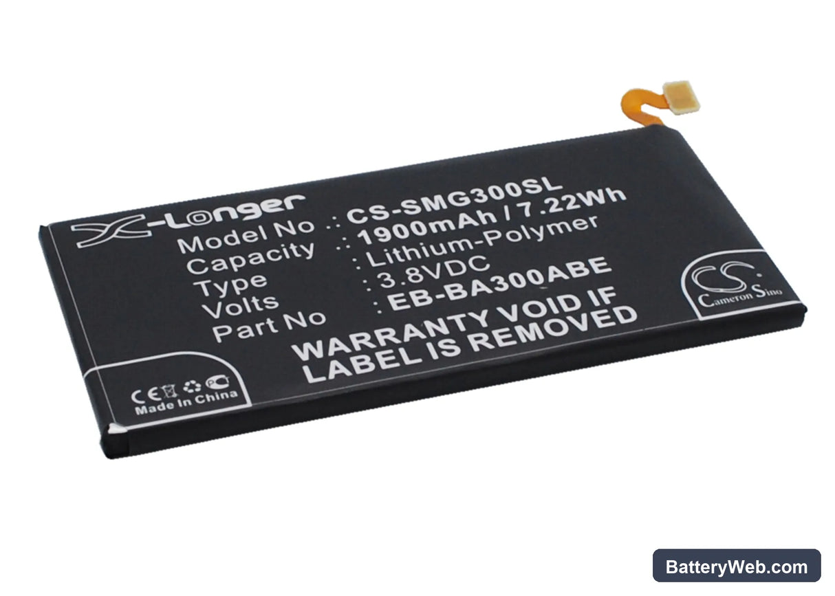 Samsung Galaxy A3 Replacement Battery, 3.8V, 1900mAh, Li-Polymer 2