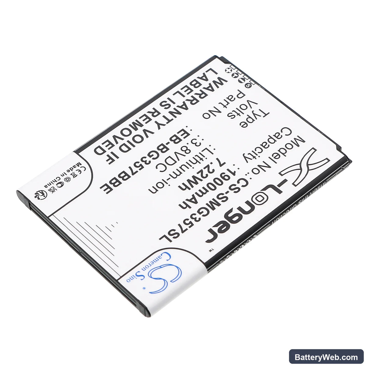 Samsung SM-G357M Replacement Battery, 3.8V, 1900mAh, Li-ion 2