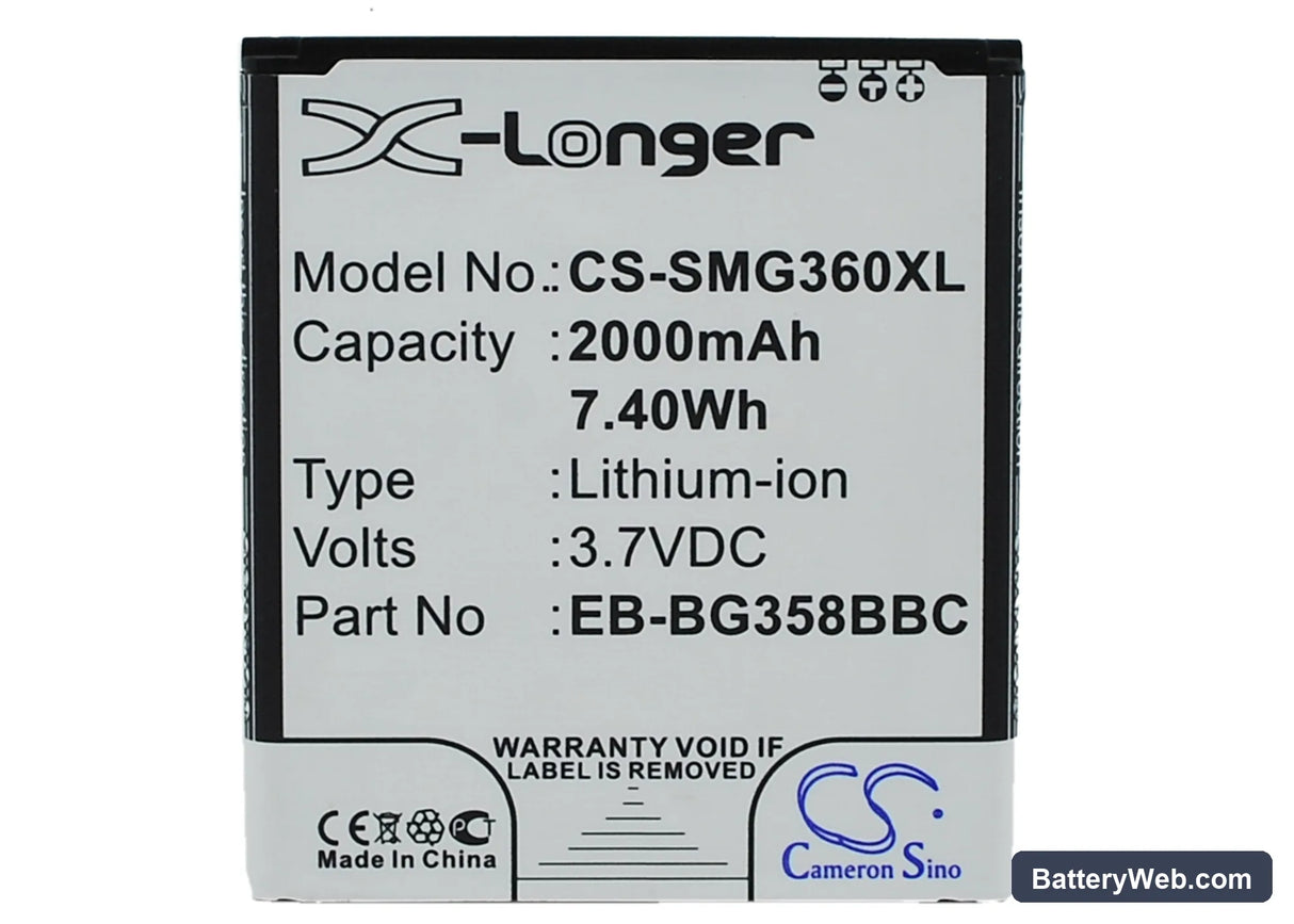Samsung SM-G3588 Replacement Battery, 3.7V, 2000mAh, Li-ion 5