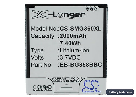 Samsung SM-G3588 Replacement Battery, 3.7V, 2000mAh, Li-ion 5
