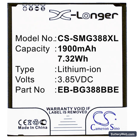 Samsung Galaxy Xcover 3 Replacement Battery, 3.85V, 1900mAh, Li-ion 3