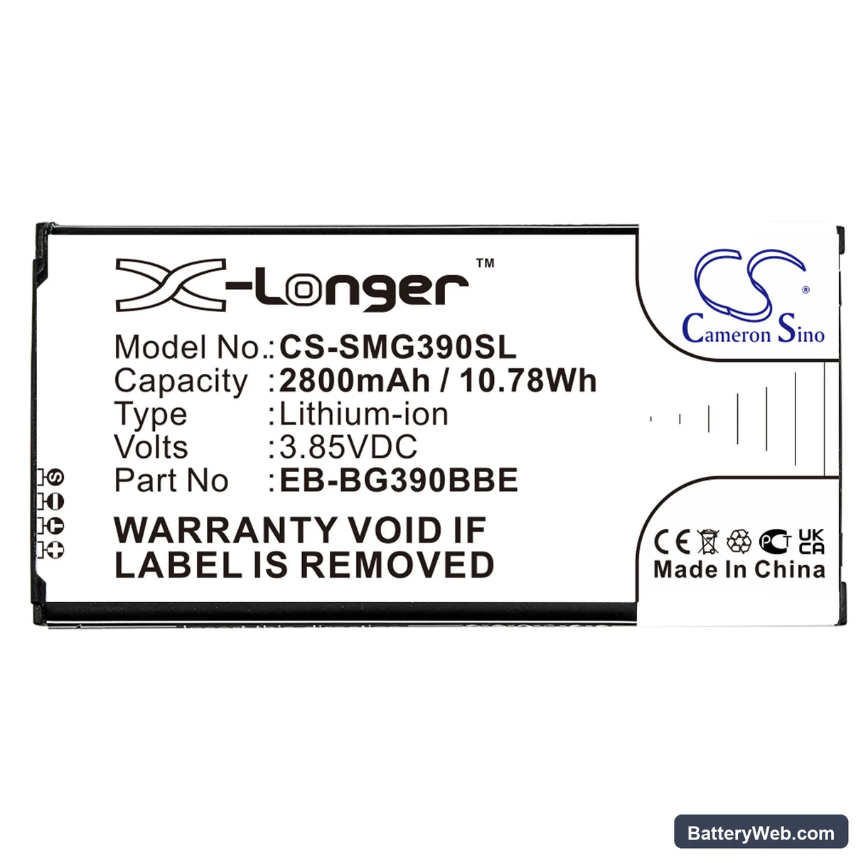 Samsung Galaxy Xcover 4 Replacement Battery, 3.85V, 2800mAh, Li-ion 3