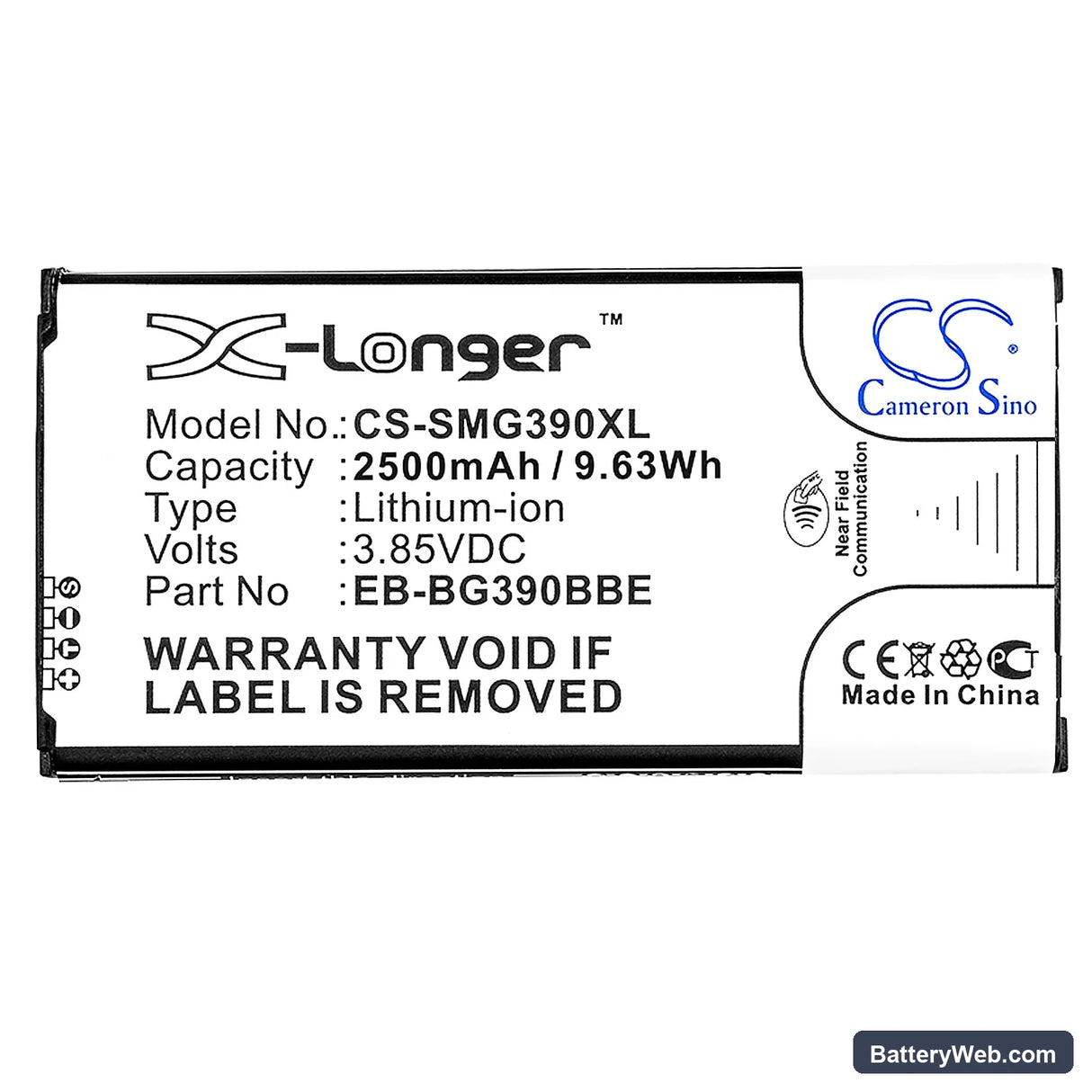 Samsung Galaxy Xcover 4 Replacement Battery, 3.85V, 2500mAh, Li-ion 3