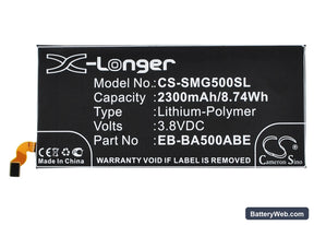 Samsung Galaxy A5 Replacement Battery, 3.8V, 2300mAh, Li-Polymer 1