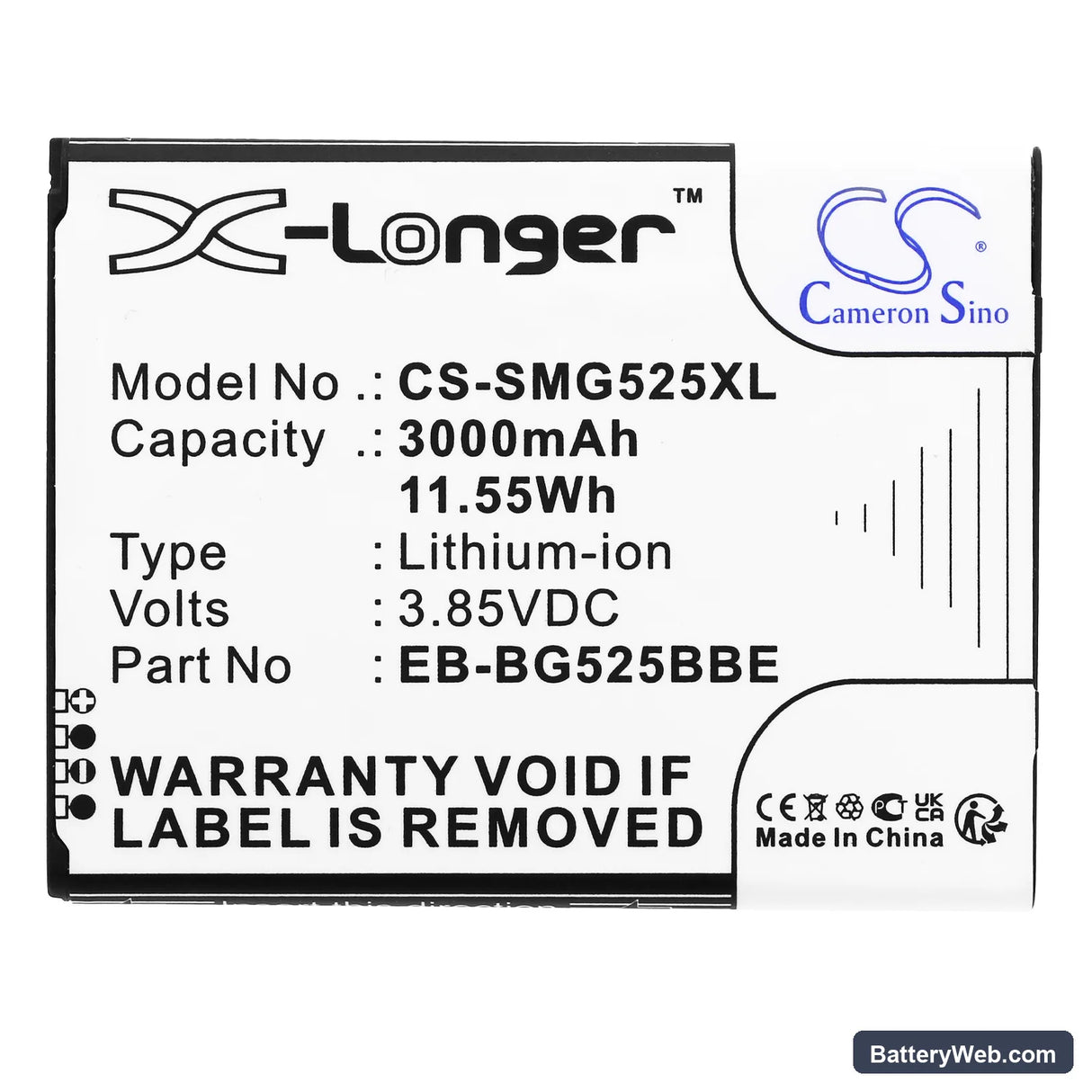 Samsung Galaxy XCover 5 2021 Replacement Battery, 3.85V, 3000mAh, Li-ion 3