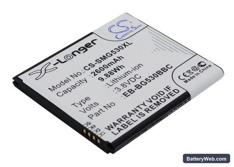 Samsung Galaxy Grand Prime Replacement Battery, 3.8V, 2600mAh, Li-ion 2
