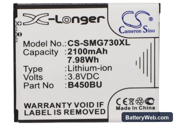 Samsung GT-I1819 Replacement Battery, 3.8V, 2100mAh, Li-ion 5