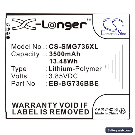 Samsung Galaxy Xcover 6 Pro Replacement Battery, 3.85V, 3500mAh, Li-Polymer 3