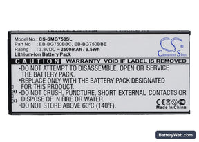 Samsung SM-G750 Replacement Battery, 3.8V, 2500mAh, Li-ion 1