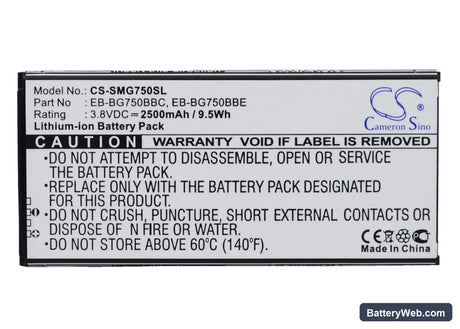 Samsung SM-G750 Replacement Battery, 3.8V, 2500mAh, Li-ion 1