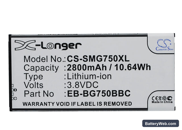 Samsung SM-G750 Replacement Battery, 3.8V, 2800mAh, Li-ion 1