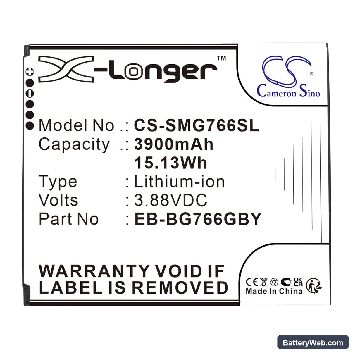 Samsung Galaxy XCover7 Pro Replacement Battery, 3.88V, 3900mAh, Li-ion 5