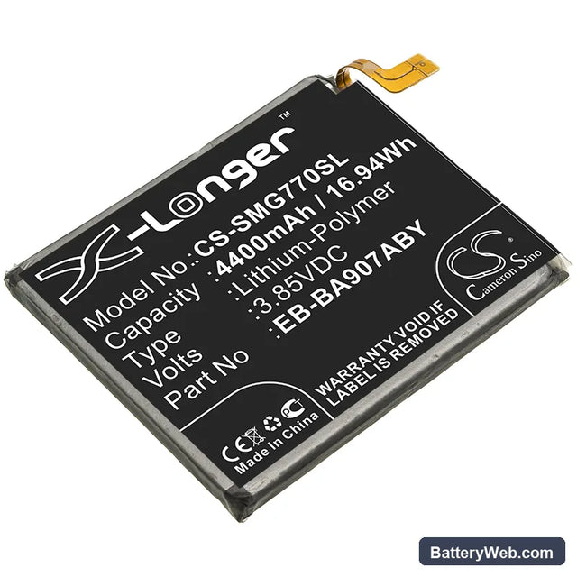 Samsung Galaxy S10 Lite Replacement Battery, 3.85V, 4400mAh, Li-Polymer 1