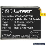 Samsung Galaxy S10 Lite Replacement Battery, 3.85V, 4400mAh, Li-Polymer 3