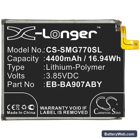 Samsung Galaxy S10 Lite Replacement Battery, 3.85V, 4400mAh, Li-Polymer 3