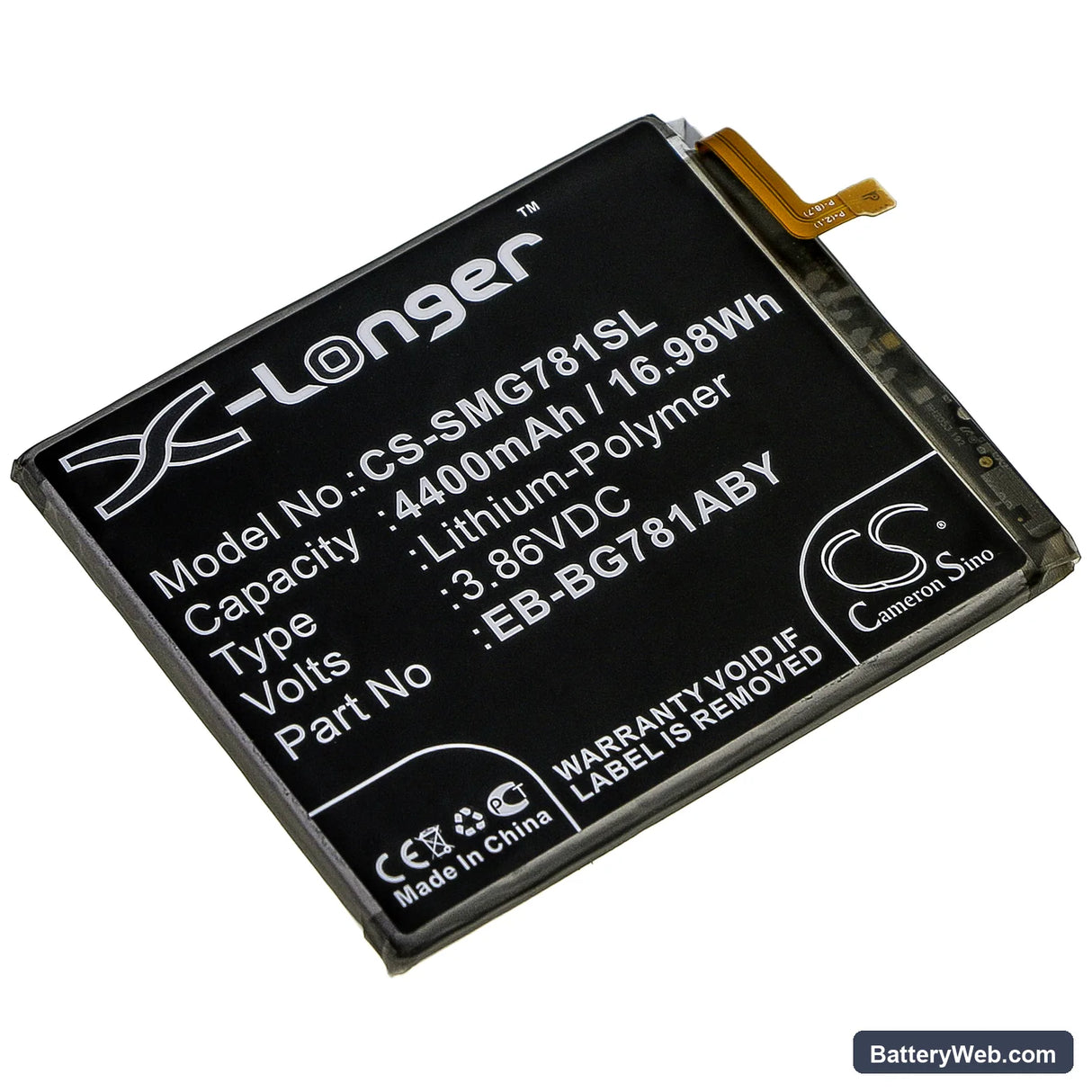 Samsung Galaxy S20 FE 5G Replacement Battery, 3.86V, 4400mAh, Li-Polymer 1