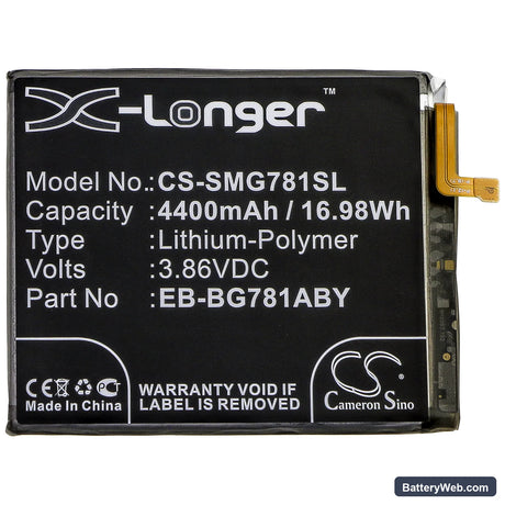 Samsung Galaxy S20 FE 5G Replacement Battery, 3.86V, 4400mAh, Li-Polymer 3