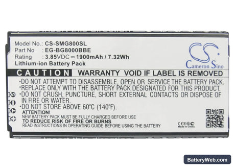 Samsung Galaxy S5 Mini Replacement Battery, 3.85V, 1900mAh, Li-ion 5