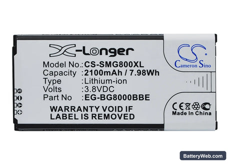 Samsung Galaxy S5 Mini Replacement Battery, 3.85V, 2100mAh, Li-ion 1