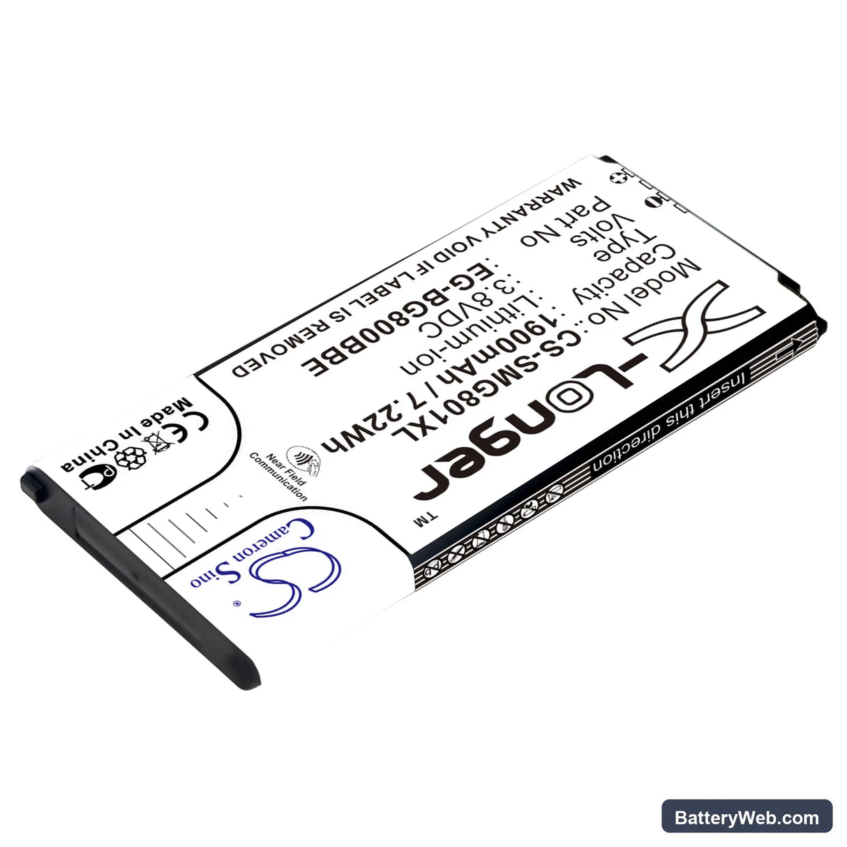 Samsung Galaxy S5 Mini Replacement Battery, 3.8V, 1900mAh, Li-ion 2