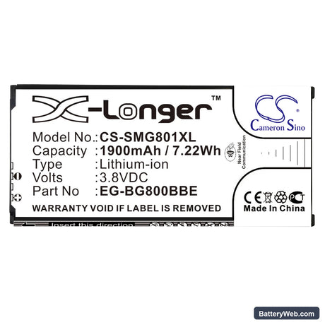 Samsung Galaxy S5 Mini Replacement Battery, 3.8V, 1900mAh, Li-ion 3