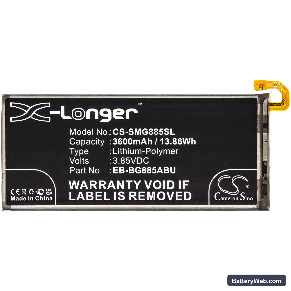 Samsung Galaxy A8 Star Replacement Battery, 3.85V, 3600mAh, Li-Polymer 3