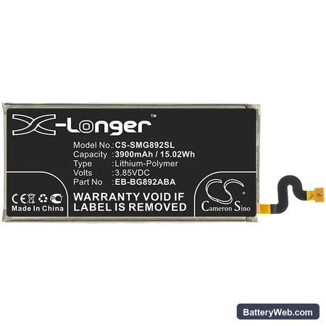 Samsung Galaxy S8 Active Replacement Battery, 3.85V, 3900mAh, Li-Polymer 3